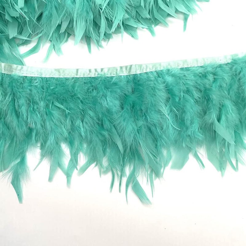 Shekyeon Turkey Feathers Fringe Trim for Party Clothing DIY Sewing Crafts Decoration Pack of 2 Yards (Mint Green) - Image 2
